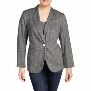 Calvin Klein Womens Plaid Metallic One-Button 24W